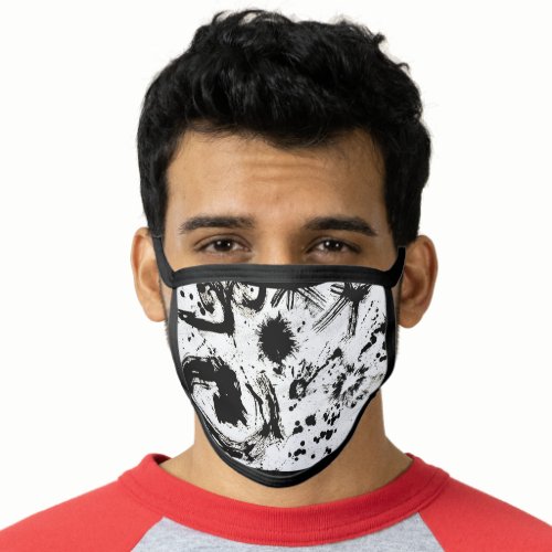 Grunge Graffiti Black White Paint Splats Fashion Face Mask