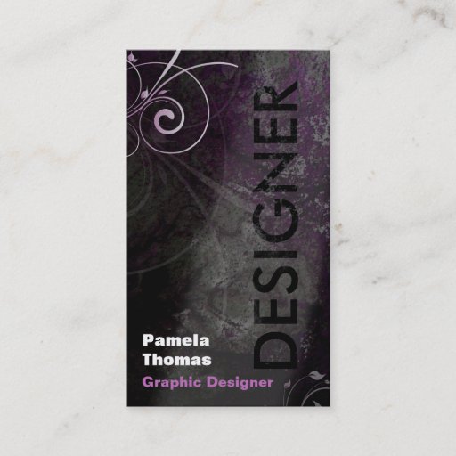Customizable Grunge Graphic Designer Business Card Black Pink