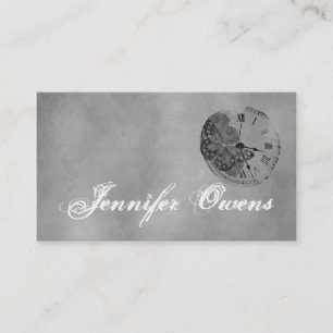 Grunge Gray Clock Personal Business Card