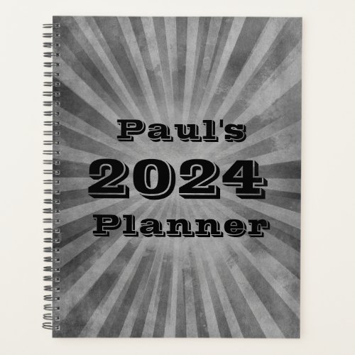 Grunge Gray Stripes Personalized Planner