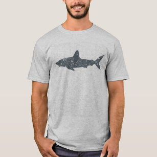 Grunge Gray Swimming Shark T-Shirt