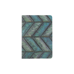 Grunge Green Herringbone Passport Holder