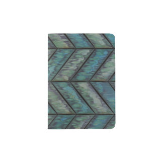 Grunge Green Herringbone Passport Holder