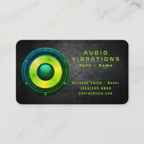 Grunge Green Speaker Car Audio Stereo Installation Business Card