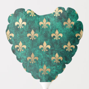 Grunge Green Velvet Fleur De Lis Mardi Gras Balloon