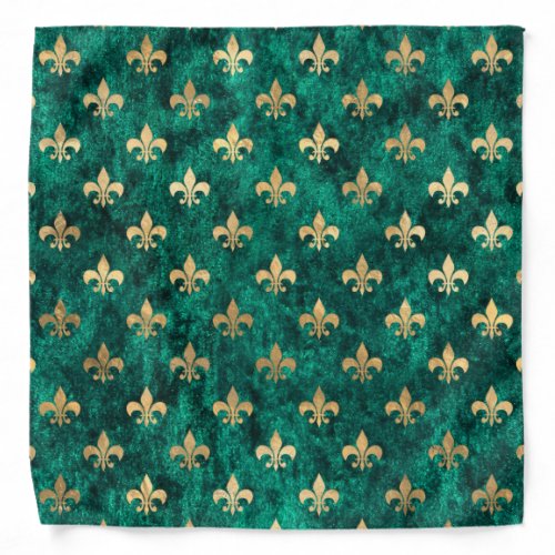 Grunge Green Velvet Fleur De Lis Mardi Gras Bandana