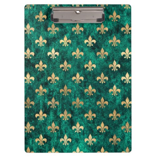 Grunge Green Velvet Fleur De Lis Mardi Gras Clipboard