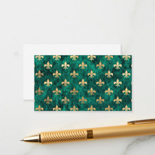 Grunge Green Velvet Fleur De Lis Mardi Gras Enclosure Card