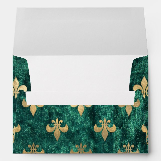 Grunge Green Velvet Fleur De Lis Mardi Gras Envelope (Back (Bottom))