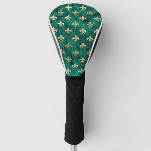 Grunge Green Velvet Fleur De Lis Mardi Gras Golf Head Cover