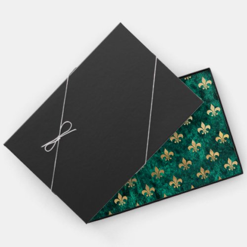 Grunge Green Velvet Fleur De Lis Mardi Gras Guest Book