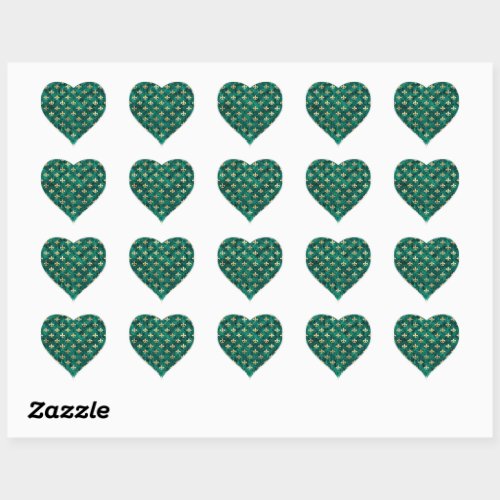Grunge Green Velvet Fleur De Lis Mardi Gras Heart Sticker