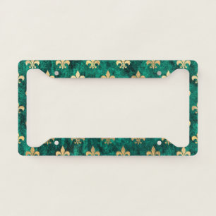 Grunge Green Velvet Fleur De Lis Mardi Gras License Plate Frame