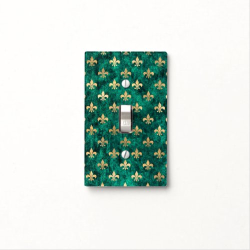 Grunge Green Velvet Fleur De Lis Mardi Gras Light Switch Cover