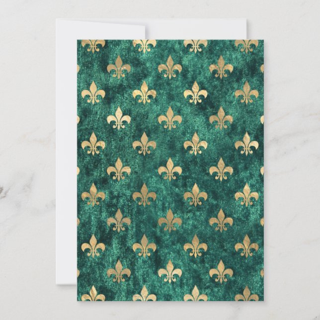 Grunge Green Velvet Fleur De Lis Mardi Gras Thank You Card (Front)