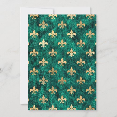 Grunge Green Velvet Fleur De Lis Mardi Gras Thank You Card