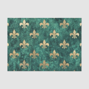 Grunge Green Velvet Fleur De Lis Mardi Gras Tissue Paper