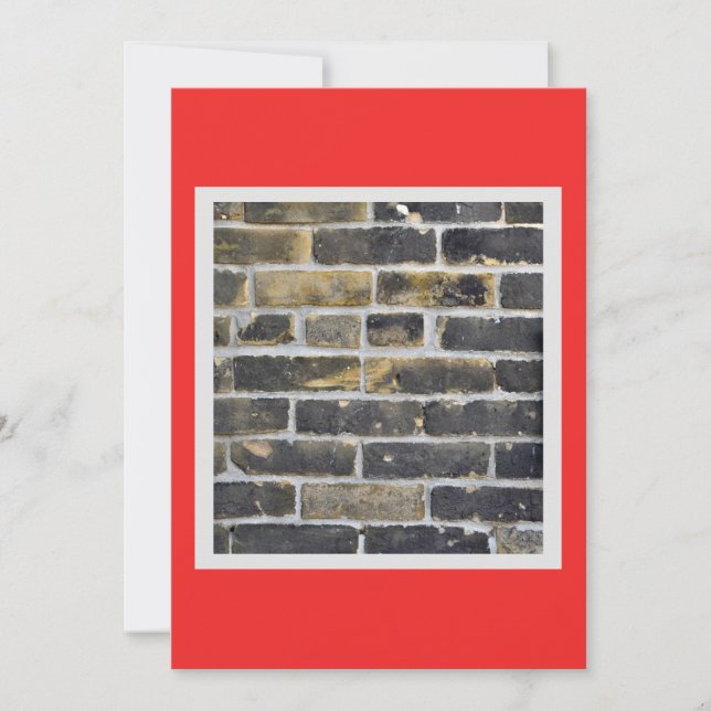 Grunge Grey Brick Wall Holiday Card (Front)