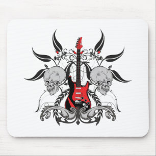 Grunge Guitar and Skull Mouse Pad