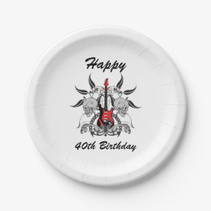 Grunge Guitar and Skull Paper Plates