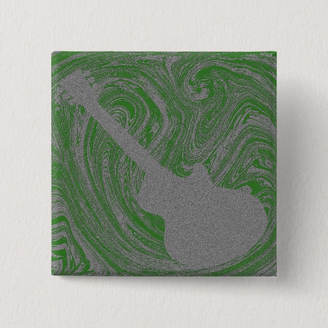 Grunge Guitar Button, Green Pinback Button (Front)