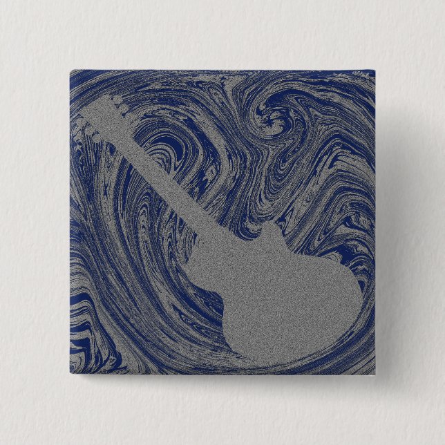 Grunge Guitar Button, Royal Blue Button (Front)