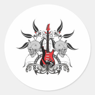 Grunge Guitar Classic Round Sticker