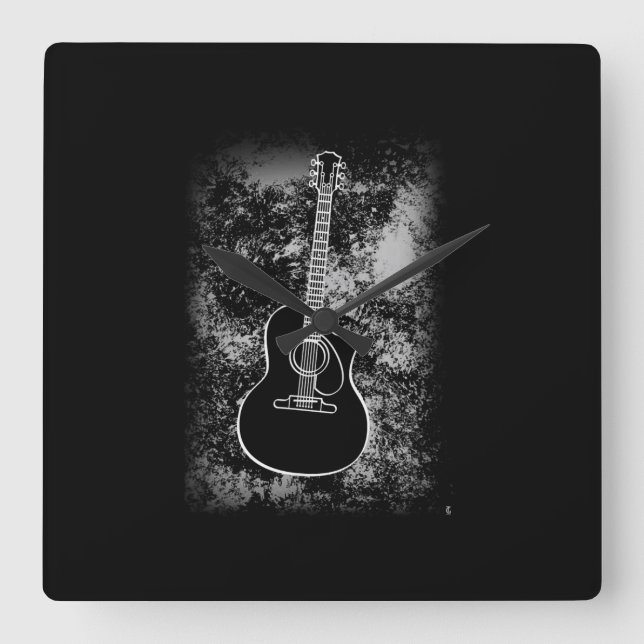 Grunge Guitar Graphic Guitarist Rock Musician Jazz Square Wall Clock (Front)