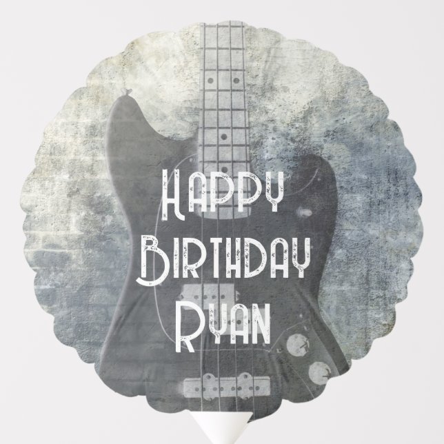 Grunge Guitar Happy Birthday Personalized Balloon (Front)