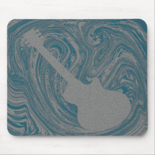 Grunge Guitar Mousepad, Turquoise Mouse Pad