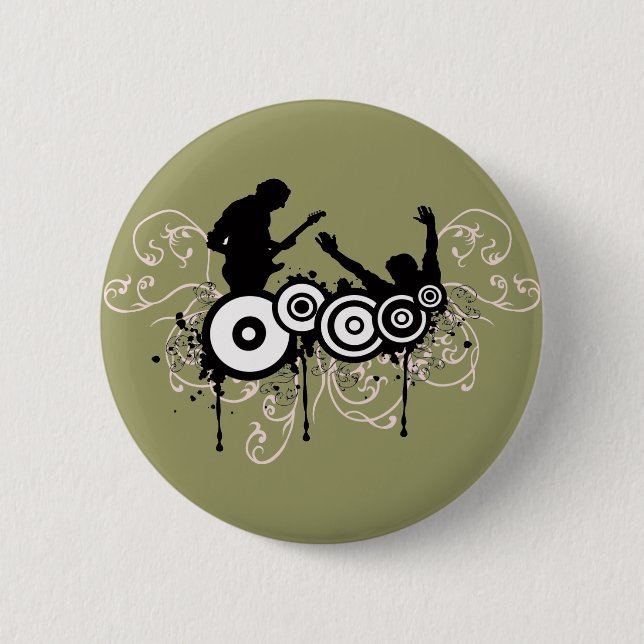Grunge Guitar Pinback Button (Front)