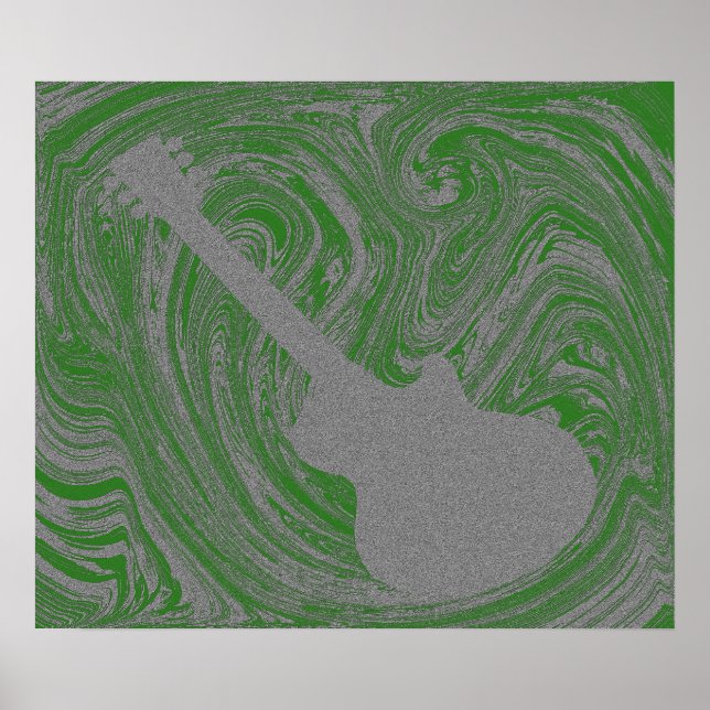 Grunge Guitar Poster, Green Poster (Front)