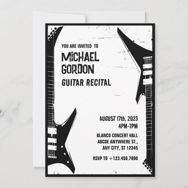 Grunge Guitar recital Invitation (Front)