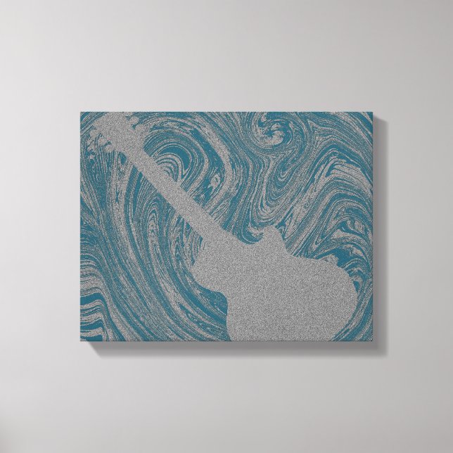 Grunge Guitar Swirls Canvas Print, Teal (Front)