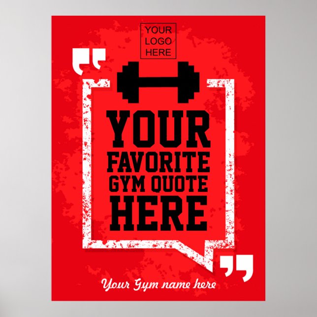 Grunge Gym lifestyle quote personalized add logo Poster (Front)