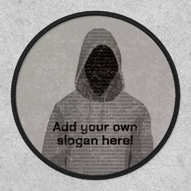 Grunge Hacker - Monotone Gray Cyber Rebel - Custom Patch (Front)