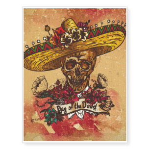 Grunge,halloween,skull,mexican hat,day of the dead temporary tattoos