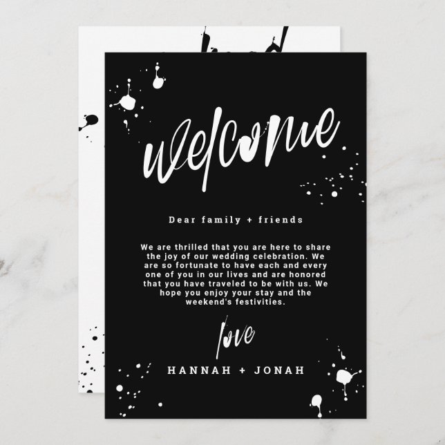 Grunge Halloween Wedding program Welcome Bag card (Front/Back)