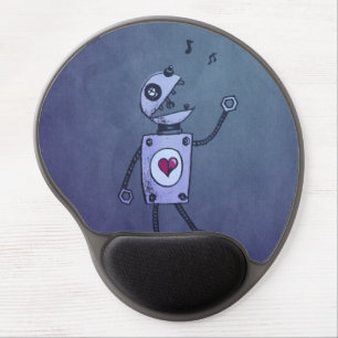 Grunge Happy Singing Robot Ergonomic Gel Mouse Pad