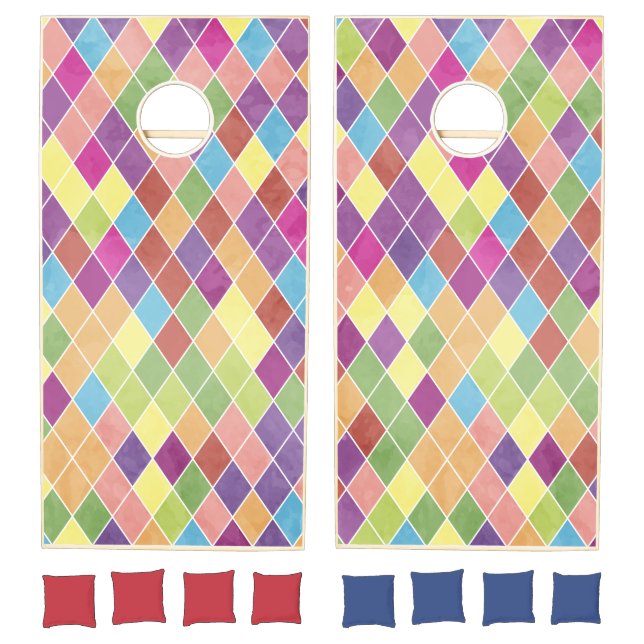 Grunge Harlequin Pattern Cornhole Set (Set)