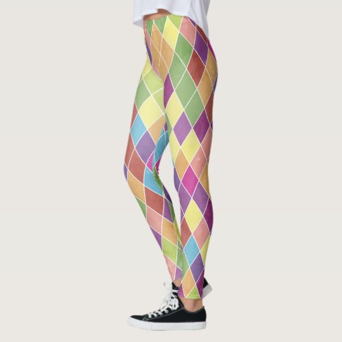 Grunge Harlequin Pattern Leggings