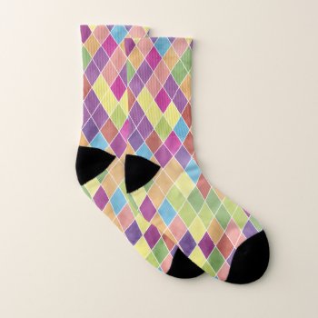 Grunge Harlequin Pattern Socks by HolidayBug at Zazzle