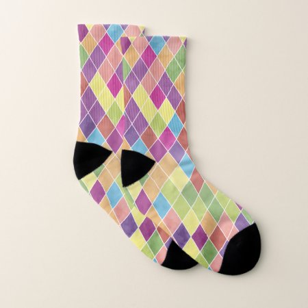 Grunge Harlequin Pattern Socks