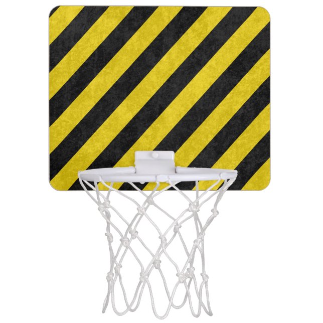Grunge Hazard Stripe Mini Basketball Backboard (Front)