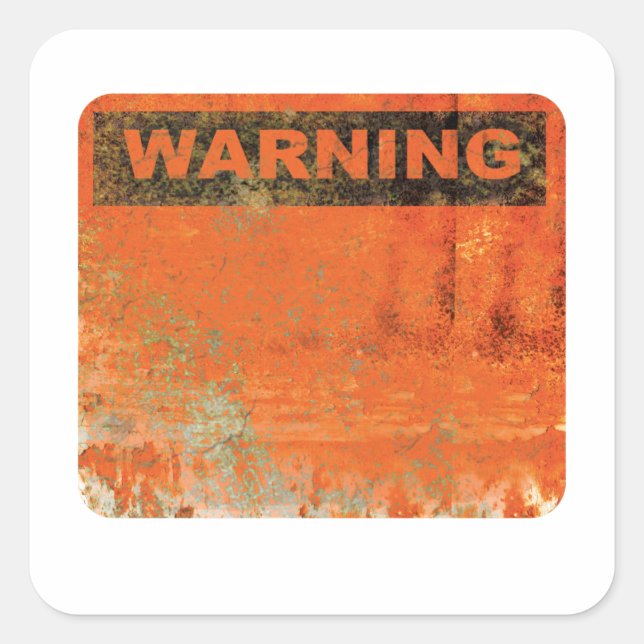 Grunge Hazard Warning Sign Square Sticker (Front)