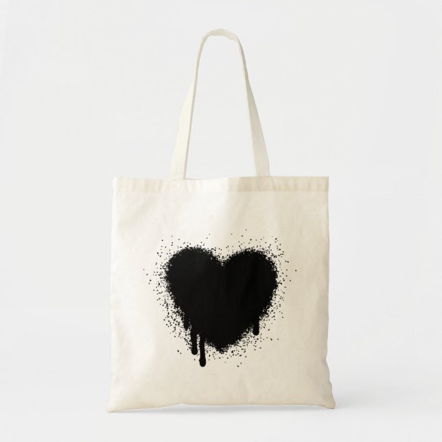Grunge Heart - Black Tote Bag (Front)