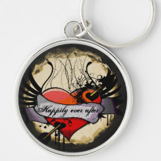 Grunge Heart Happily Ever After Honeymoon KeyChain