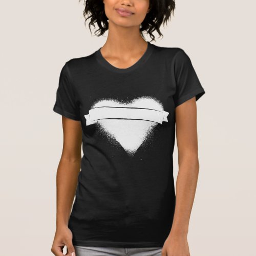 Grunge Heart in White T_Shirt