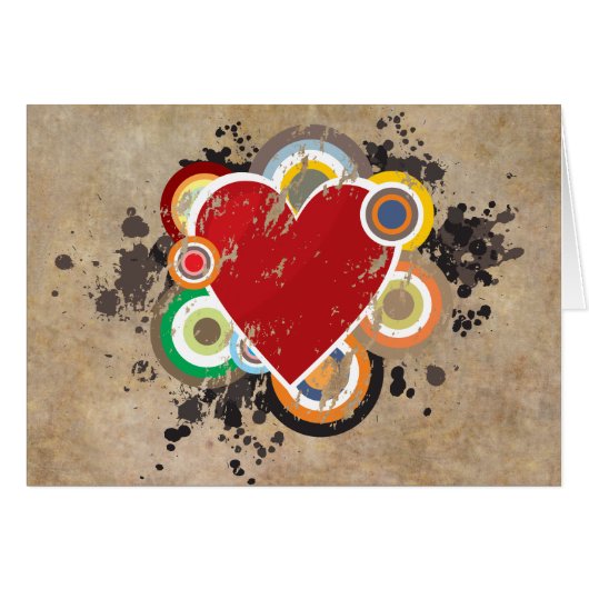 Grunge Heart with Rings Cards (Front Horizontal)