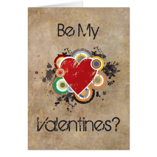 Grunge Heart with Rings Cards (Front)